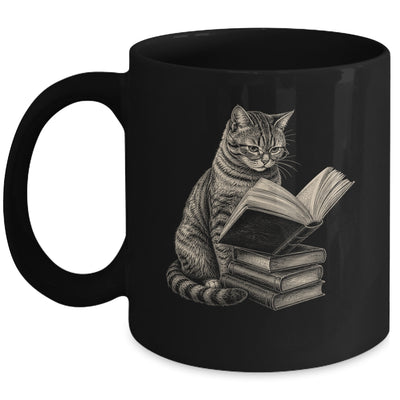 Cat Bookworm Reading Book Funny Cat Lovers Design Graphic Mug | teecentury