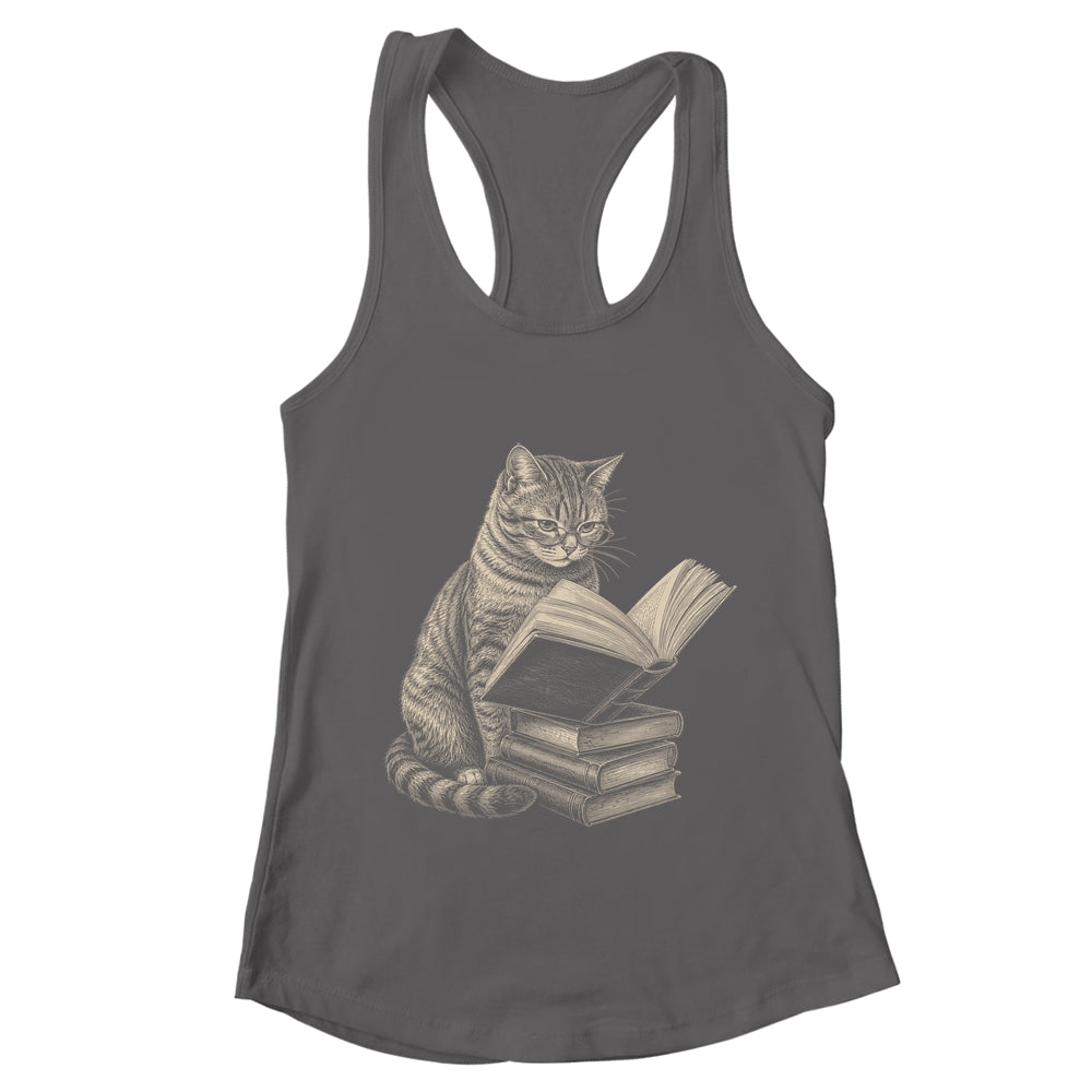 Cat Bookworm Reading Book Funny Cat Lovers Design Graphic Shirt & Tank Top | teecentury
