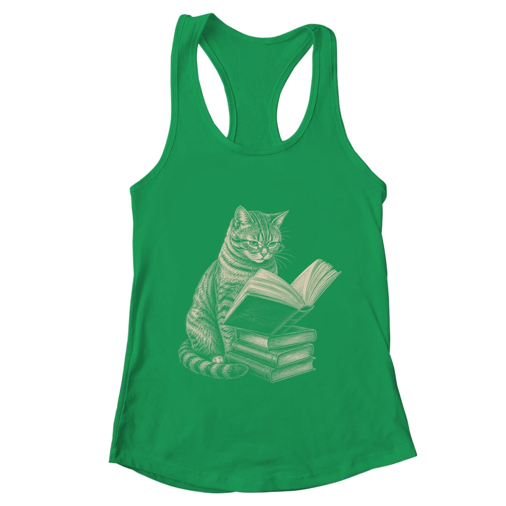 Cat Bookworm Reading Book Funny Cat Lovers Design Graphic Shirt & Tank Top | teecentury