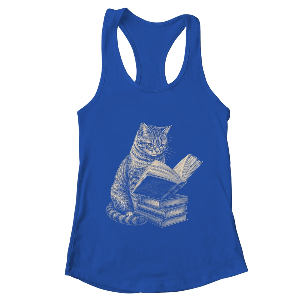 Cat Bookworm Reading Book Funny Cat Lovers Design Graphic Shirt & Tank Top | teecentury