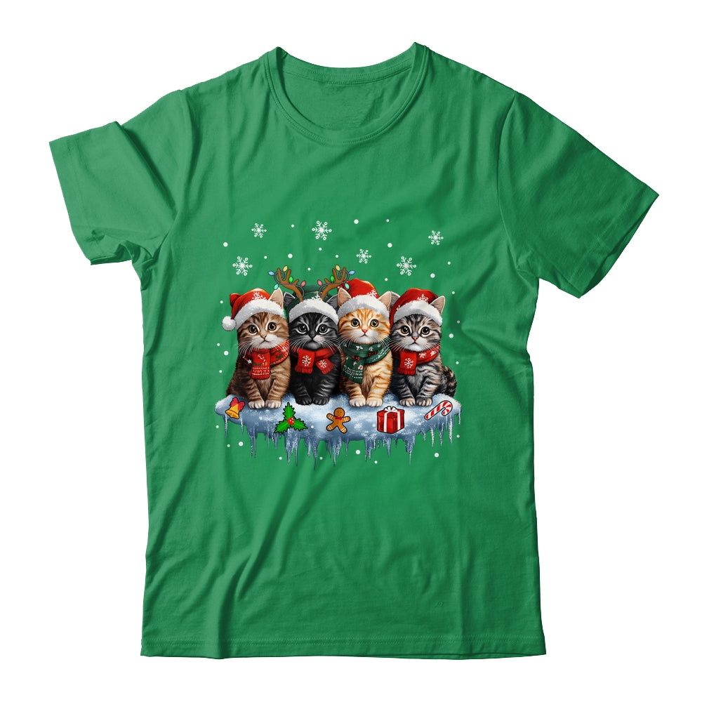Cat Christmas Light Reindeer Santa Christmas Cat Lover Shirt & Sweatshirt | teecentury