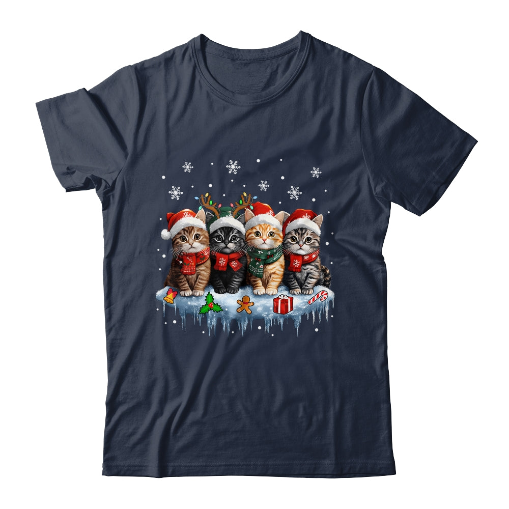 Cat Christmas Light Reindeer Santa Christmas Cat Lover Shirt & Sweatshirt | teecentury