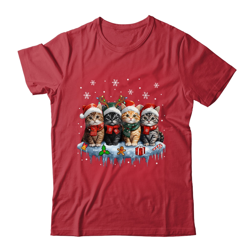 Cat Christmas Light Reindeer Santa Christmas Cat Lover Shirt & Sweatshirt | teecentury