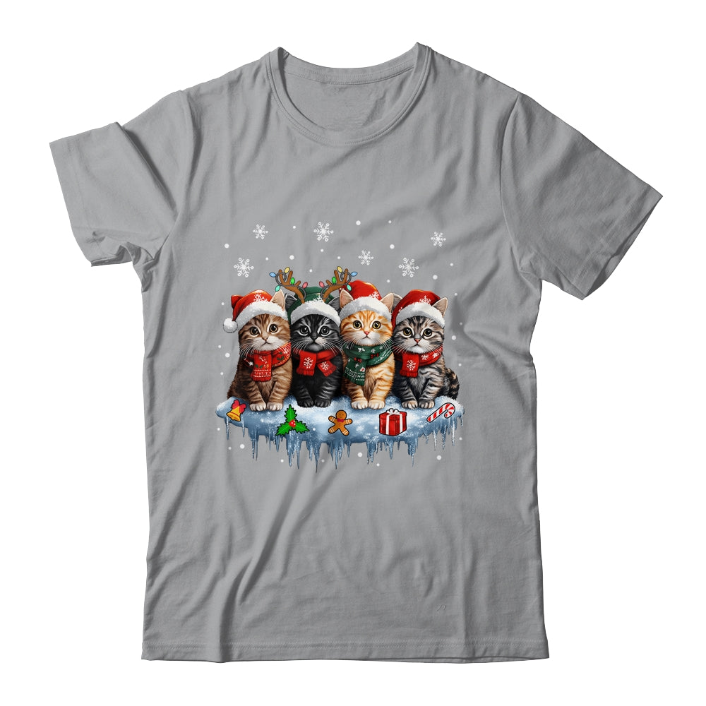 Cat Christmas Light Reindeer Santa Christmas Cat Lover Shirt & Sweatshirt | teecentury