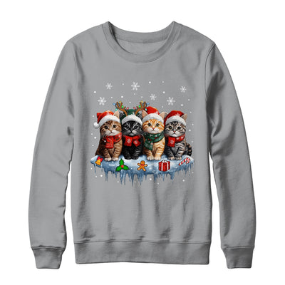 Cat Christmas Light Reindeer Santa Christmas Cat Lover Shirt & Sweatshirt | teecentury