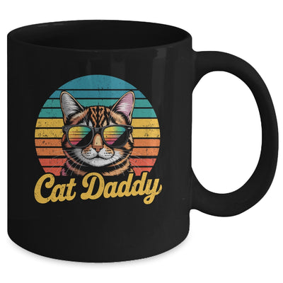 Cat Daddy Retro 70s 80s Funny Black Cat Dad Men Fathers Day Mug | teecentury