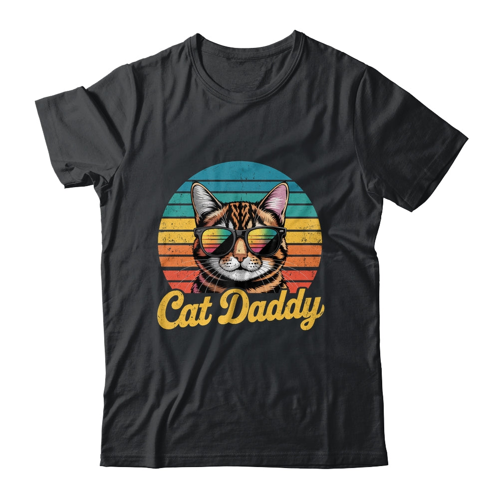 Cat Daddy Retro 70s 80s Funny Black Cat Dad Men Fathers Day Shirt & Hoodie | teecentury