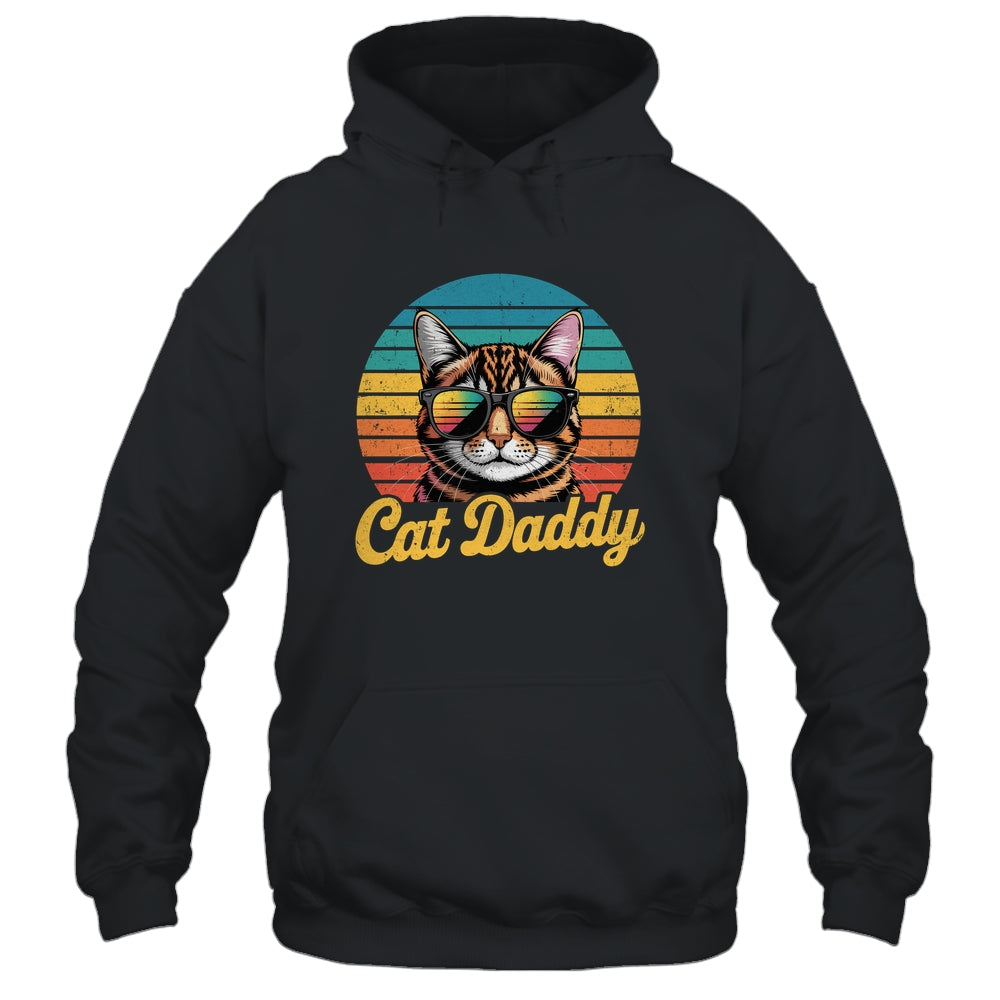 Cat Daddy Retro 70s 80s Funny Black Cat Dad Men Fathers Day Shirt & Hoodie | teecentury
