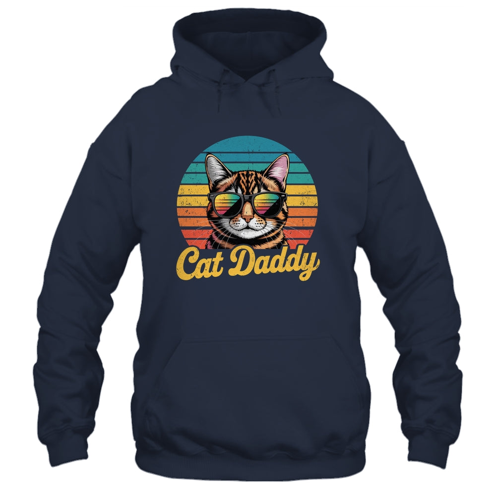 Cat Daddy Retro 70s 80s Funny Black Cat Dad Men Fathers Day Shirt & Hoodie | teecentury