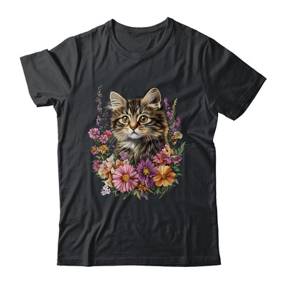 Cat Flower Floral Cute Kitten Graphic Women Girls Kids Shirt & Tank Top | teecentury