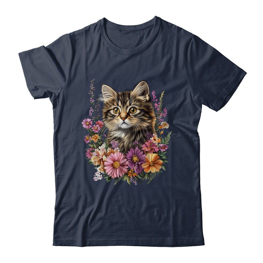 Cat Flower Floral Cute Kitten Graphic Women Girls Kids Shirt & Tank Top | teecentury