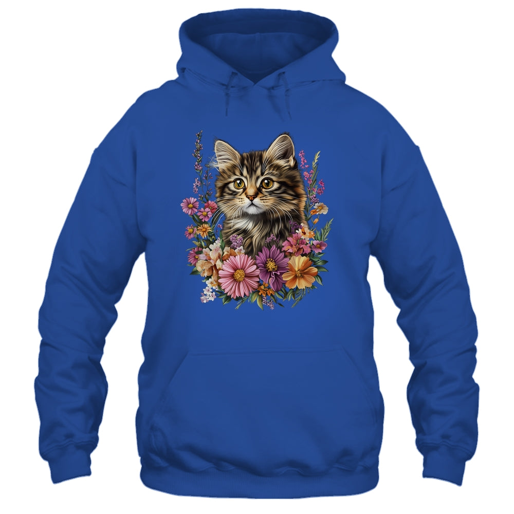 Cat Flower Floral Cute Kitten Graphic Women Girls Kids Shirt & Tank Top | teecentury