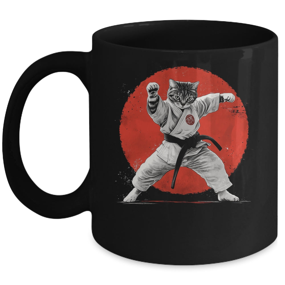 Cat Karate Judo Japan Japanese Flag Funny Kung Fu Fighting Mug | teecentury