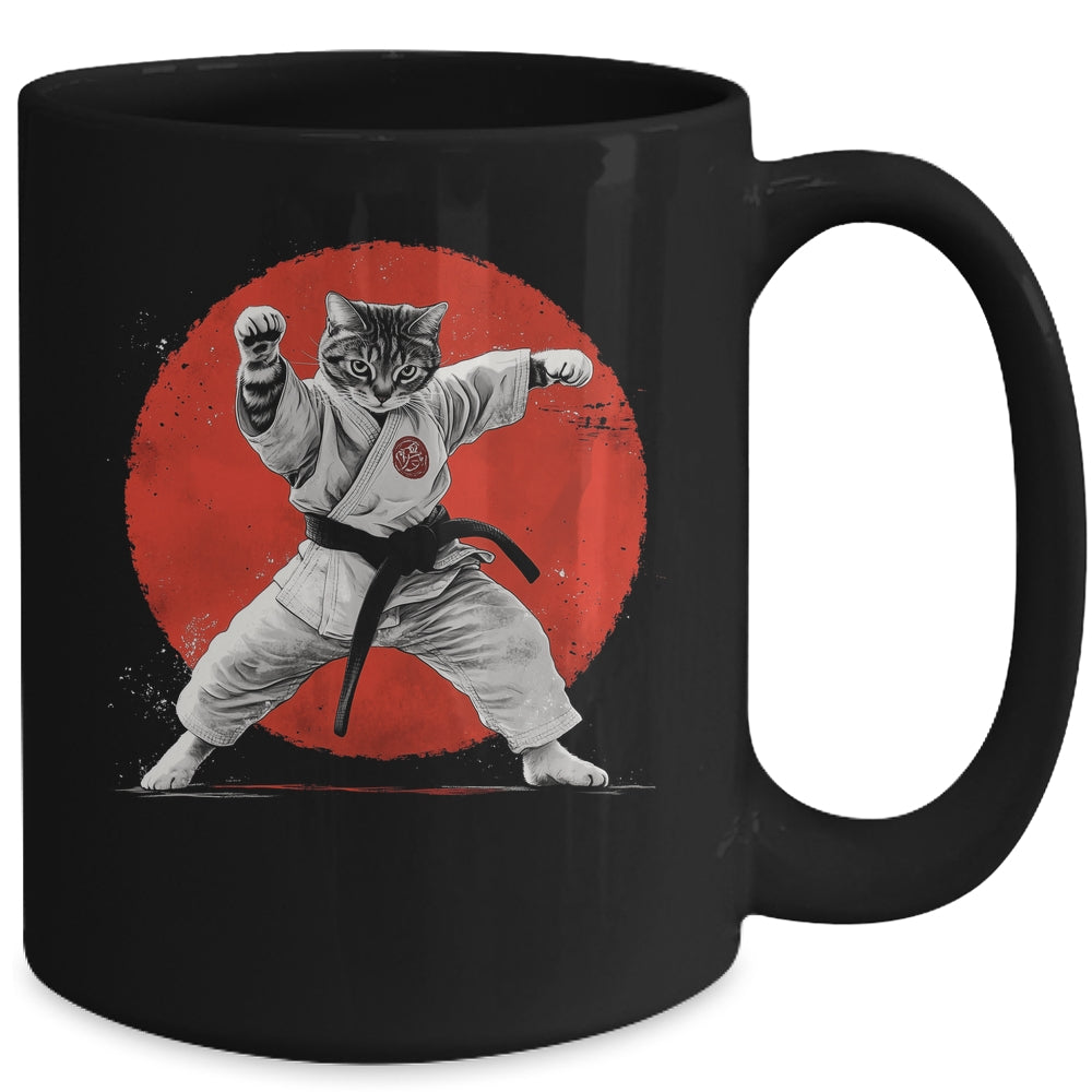 Cat Karate Judo Japan Japanese Flag Funny Kung Fu Fighting Mug | teecentury