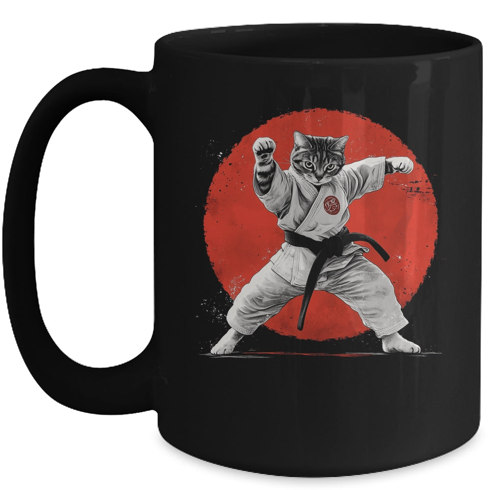 Cat Karate Judo Japan Japanese Flag Funny Kung Fu Fighting Mug | teecentury