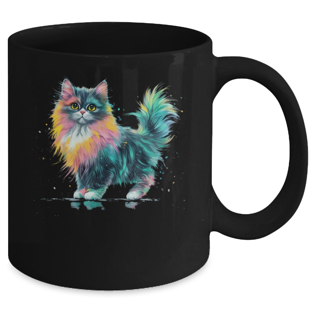 Cat Men Women Colourful Watercolour Cat Lover Animal Design Mug | teecentury