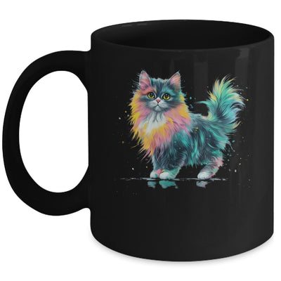Cat Men Women Colourful Watercolour Cat Lover Animal Design Mug | teecentury
