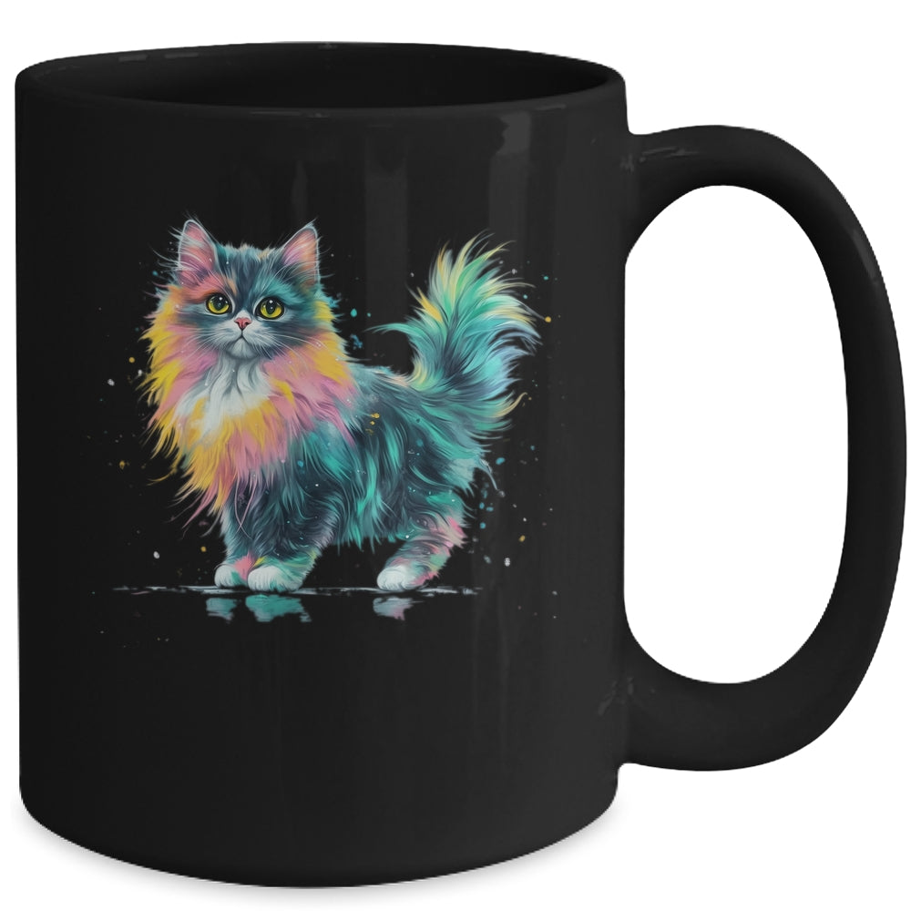 Cat Men Women Colourful Watercolour Cat Lover Animal Design Mug | teecentury