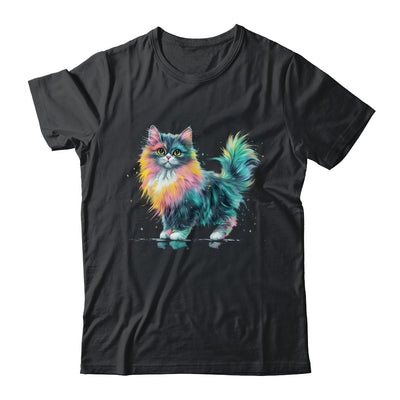 Cat Men Women Colourful Watercolour Cat Lover Animal Design Shirt & Tank Top | teecentury