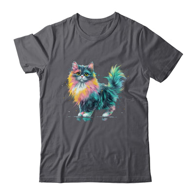 Cat Men Women Colourful Watercolour Cat Lover Animal Design Shirt & Tank Top | teecentury