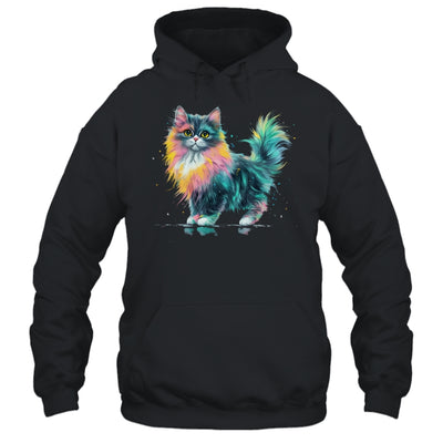 Cat Men Women Colourful Watercolour Cat Lover Animal Design Shirt & Tank Top | teecentury