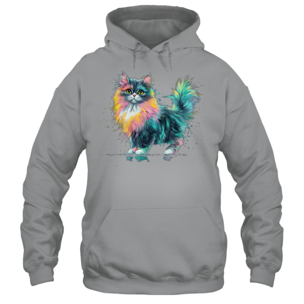 Cat Men Women Colourful Watercolour Cat Lover Animal Design Shirt & Tank Top | teecentury