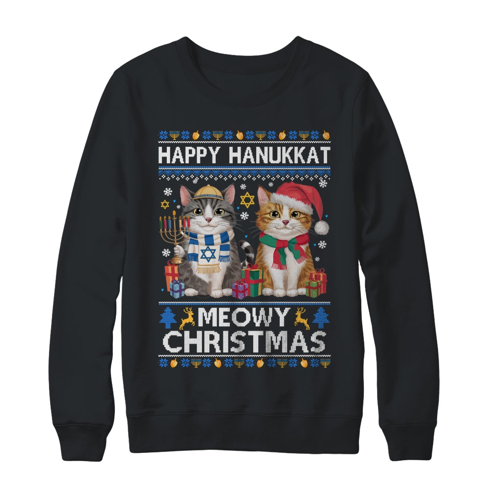 Cat Merry Christmas Ugly Happy Hanukkah Chanukah Christian Shirt & Sweatshirt | teecentury