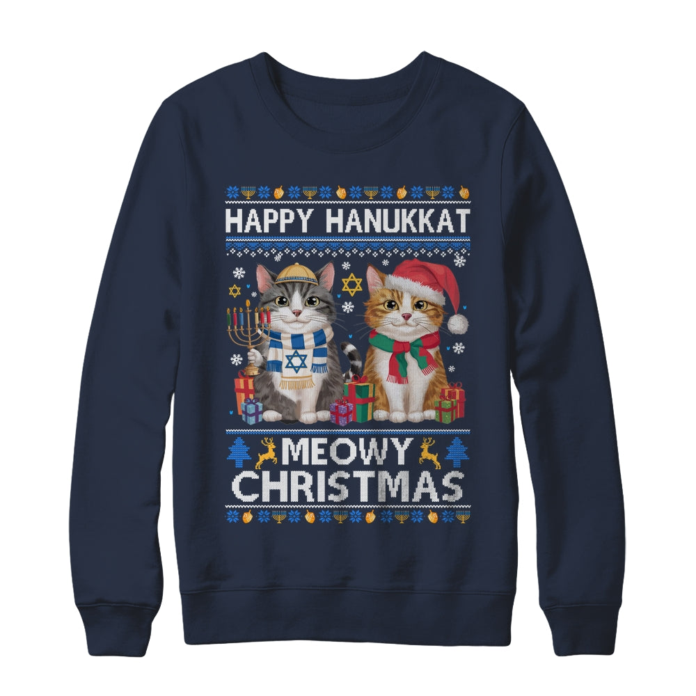 Cat Merry Christmas Ugly Happy Hanukkah Chanukah Christian Shirt & Sweatshirt | teecentury