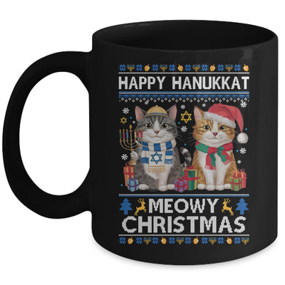 Cat Merry Christmas Ugly Happy Hanukkah Chanukah Christian Mug | teecentury