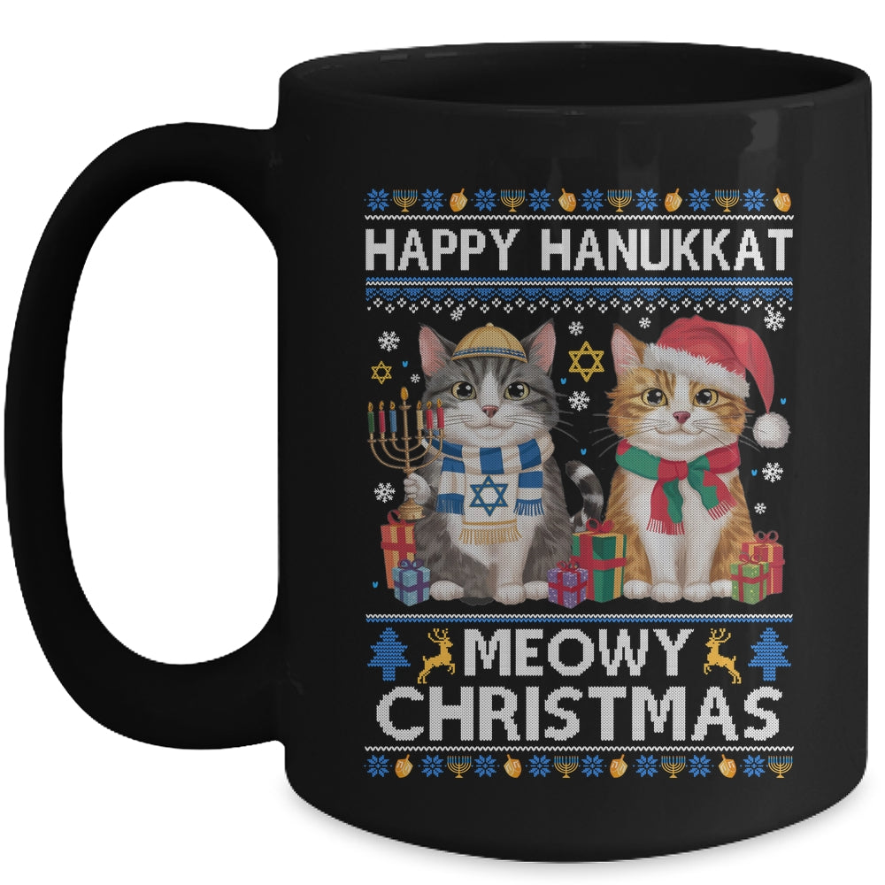 Cat Merry Christmas Ugly Happy Hanukkah Chanukah Christian Mug | teecentury