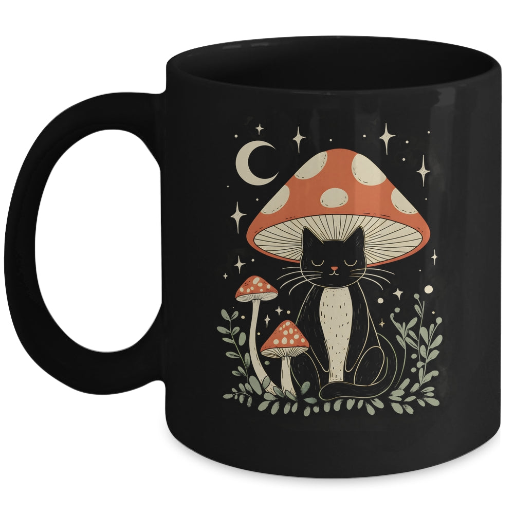 Cat Mushroom Hat Cottagecore Aesthetic Kitten Women Girls Mug | teecentury