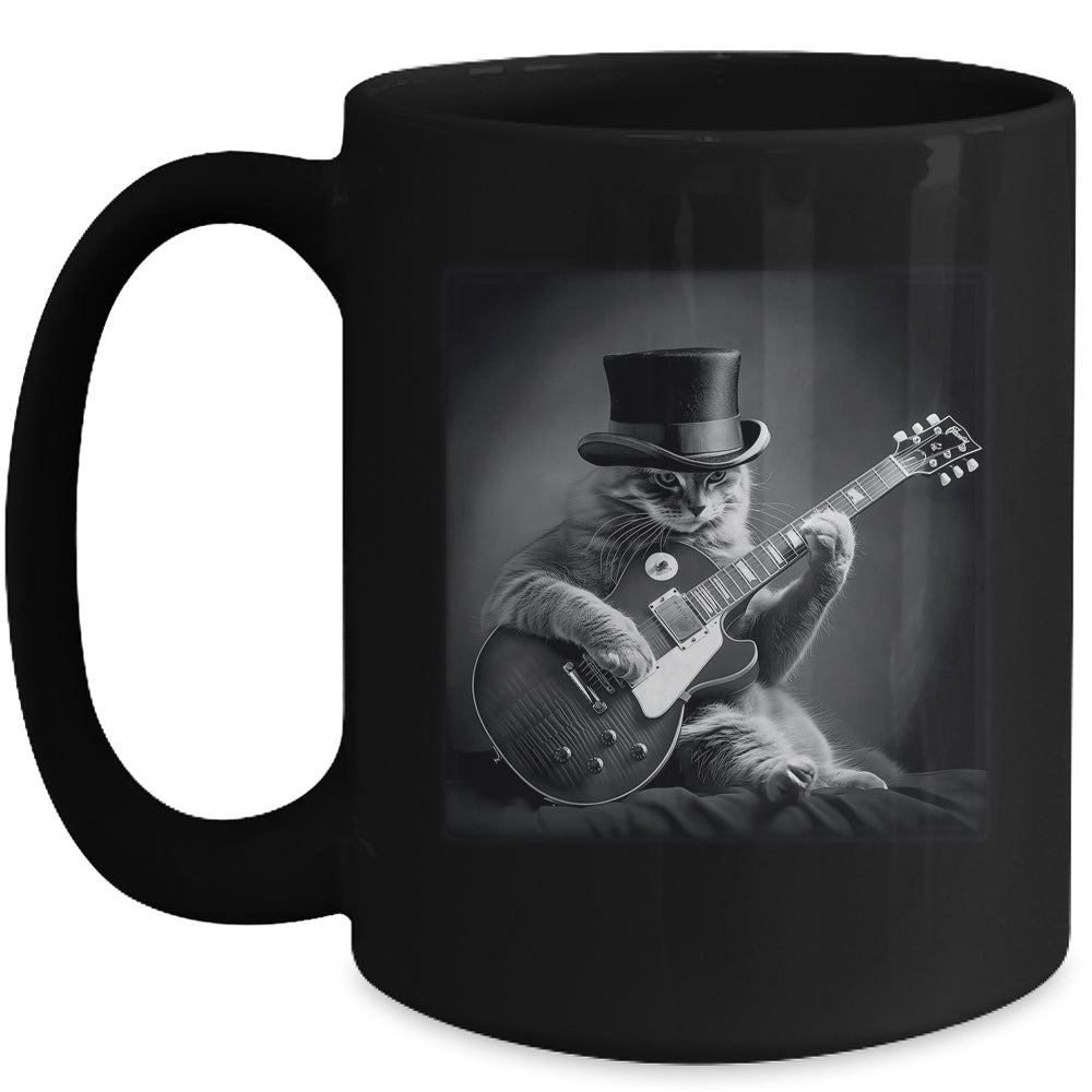Cat Playing Guitar Rock Music Store Funny Cat For Men Women Mug | teecentury
