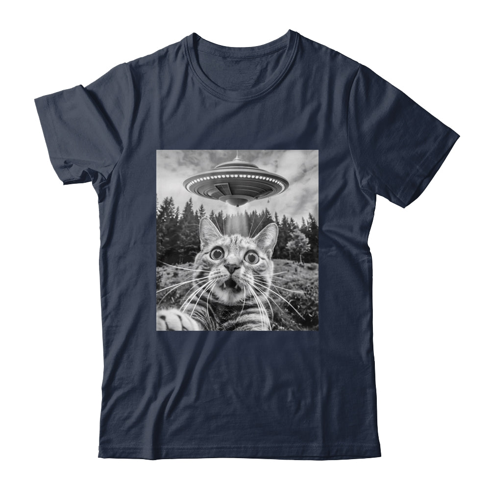 Cat Selfie With Alien UFO Funny Cat For Men Women Kids Shirt & Tank Top | teecentury