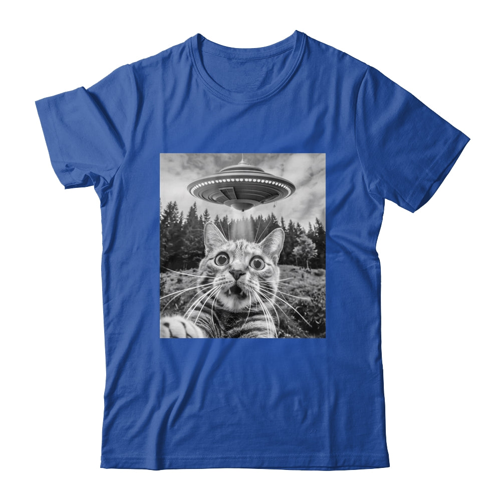 Cat Selfie With Alien UFO Funny Cat For Men Women Kids Shirt