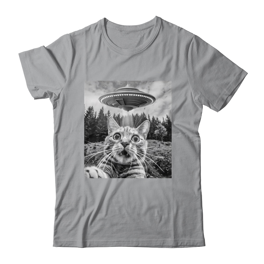 Cat Selfie With Alien UFO Funny Cat For Men Women Kids Shirt