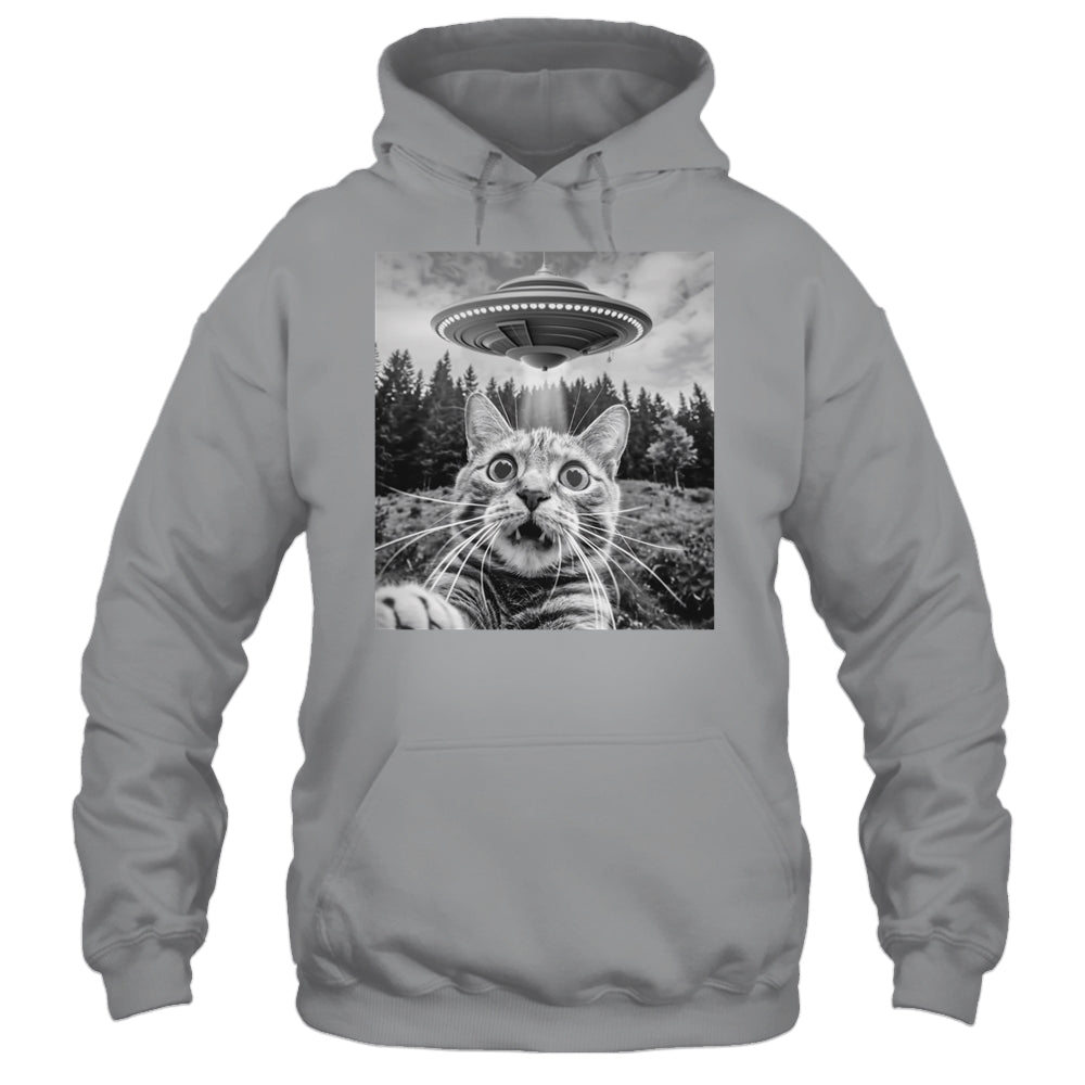 Cat Selfie With Alien UFO Funny Cat For Men Women Kids Shirt & Tank Top | teecentury