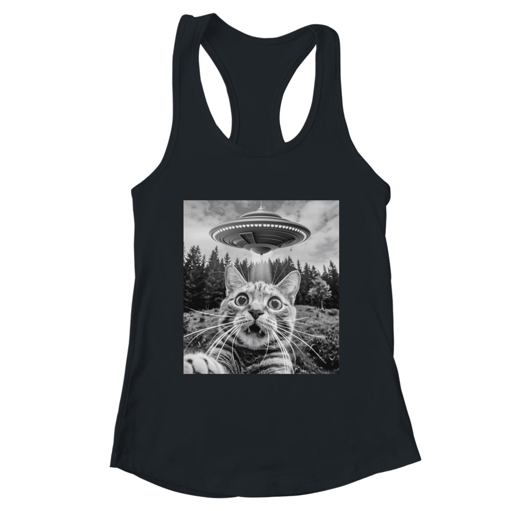 Cat Selfie With Alien UFO Funny Cat For Men Women Kids Shirt & Tank Top | teecentury