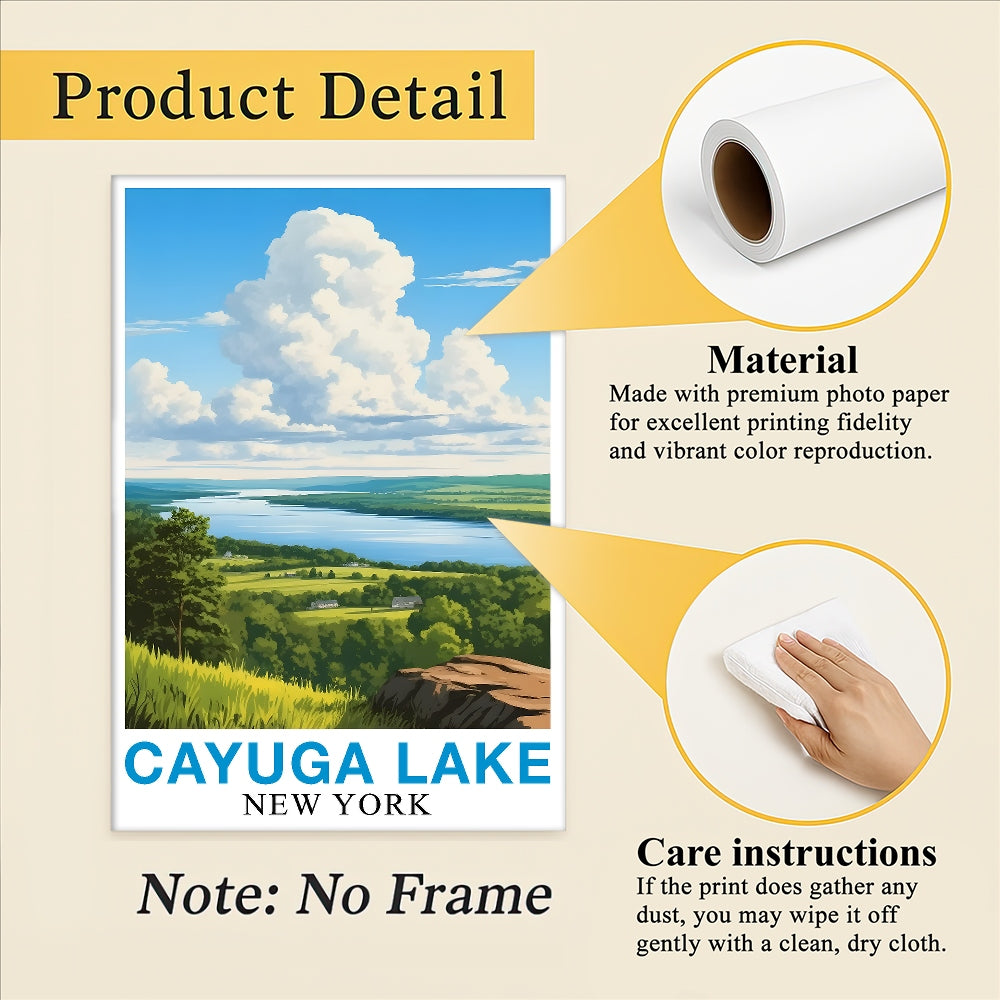 Cayuga Lake Landscape Poster Beauty Of New York's Countryside Nature Lovers Souvenir Perfect Wall Art Painting Picture For Home Decor Living Room Office Decor Unframed | teecentury