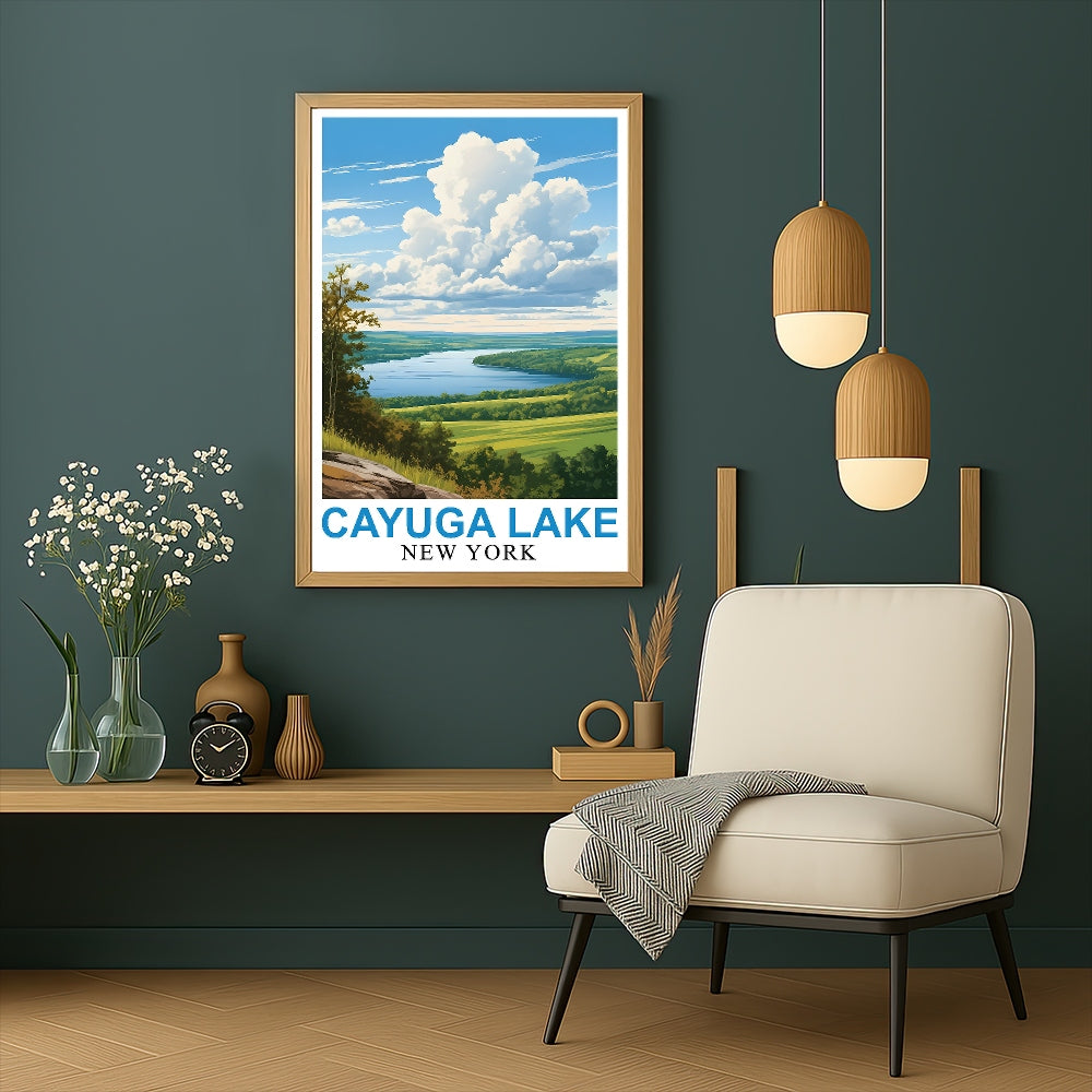 Cayuga Lake New York Landscape Poster Peaceful And Scenic Beauty Ideal Gift For Nature Lovers Travel Enthusiasts Perfect Wall Art Print Home And Office Decor Unframed | teecentury