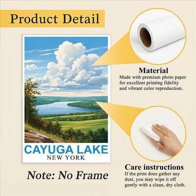 Cayuga Lake New York Landscape Poster Peaceful And Scenic Beauty Ideal Gift For Nature Lovers Travel Enthusiasts Perfect Wall Art Print Home And Office Decor Unframed | teecentury