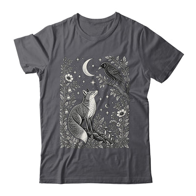 Celestial Floral Fox Crow Moon Astrology Wildlife Nature Shirt & Tank Top | teecentury