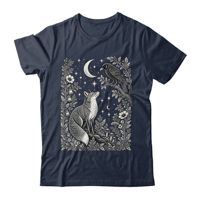Celestial Floral Fox Crow Moon Astrology Wildlife Nature Shirt & Tank Top | teecentury