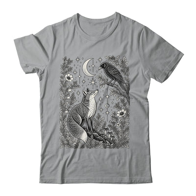 Celestial Floral Fox Crow Moon Astrology Wildlife Nature Shirt & Tank Top | teecentury