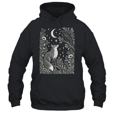 Celestial Floral Fox Crow Moon Astrology Wildlife Nature Shirt & Tank Top | teecentury