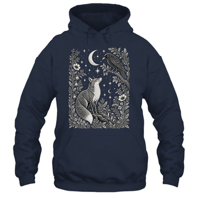Celestial Floral Fox Crow Moon Astrology Wildlife Nature Shirt & Tank Top | teecentury