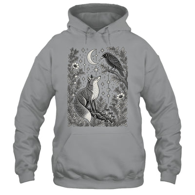 Celestial Floral Fox Crow Moon Astrology Wildlife Nature Shirt & Tank Top | teecentury