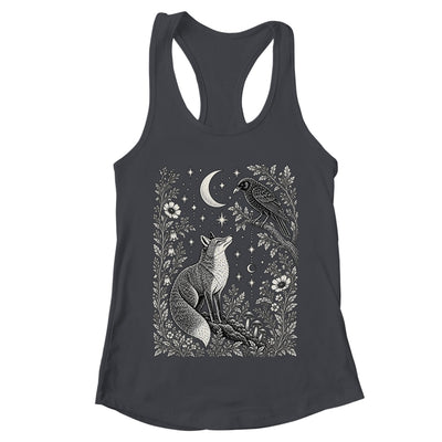 Celestial Floral Fox Crow Moon Astrology Wildlife Nature Shirt & Tank Top | teecentury