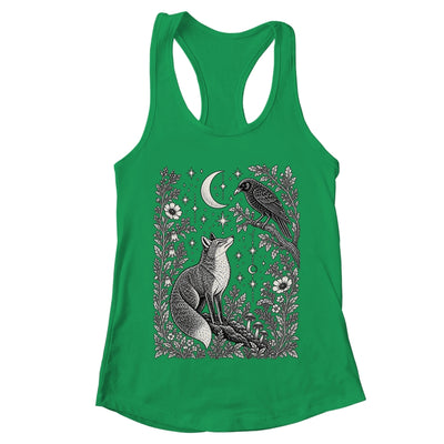 Celestial Floral Fox Crow Moon Astrology Wildlife Nature Shirt & Tank Top | teecentury