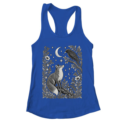 Celestial Floral Fox Crow Moon Astrology Wildlife Nature Shirt & Tank Top | teecentury
