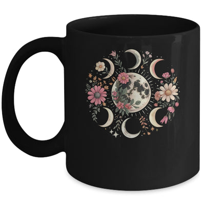 Celestial Moon Phase Boho Wildflowers Zodiac Witchcore Mug | teecentury